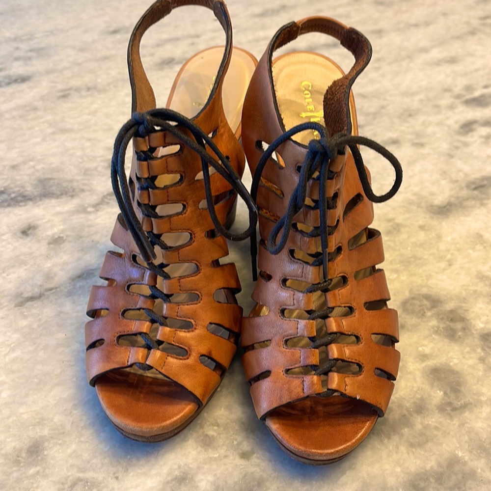 Cole Haan Sienna Colored Lace up caged Wedge sandal. size 7M. Good condition.